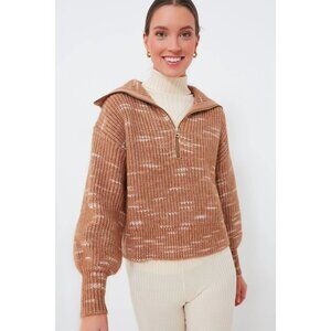NWT Varley Ridley Dalmation Half Zip Knit Golden Bronze Egret Sweater M